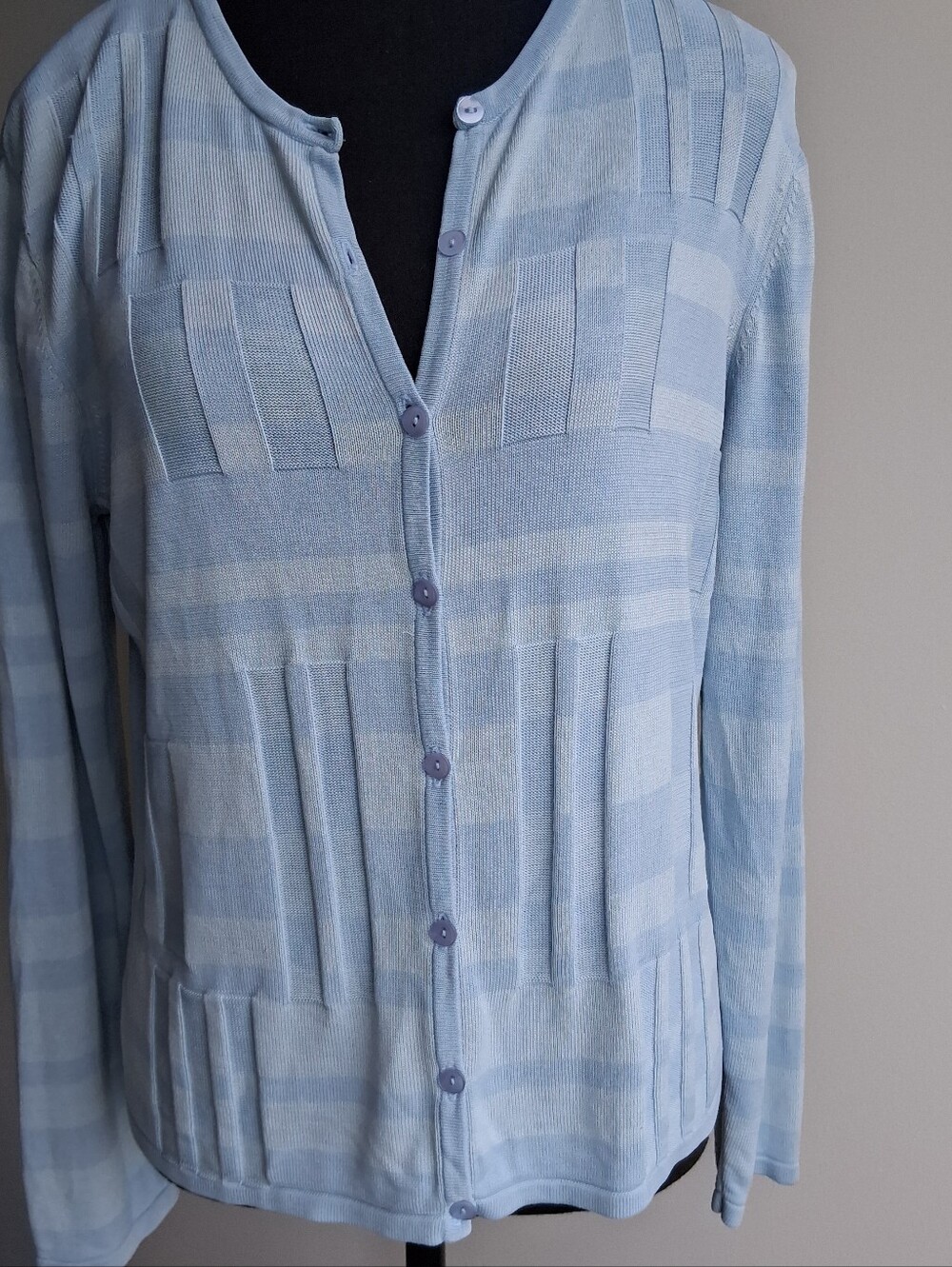Talbots Silk Knit Light Blue Textured Cardigan Medium VGUC
